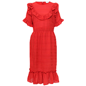 HESTER SELF STRIPE RUFFLE DRESS